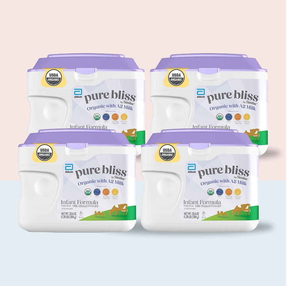 Pure Bliss Similac Organic with A2 Milk Baby Formula Powder, 20.6-oz (Case of 4)