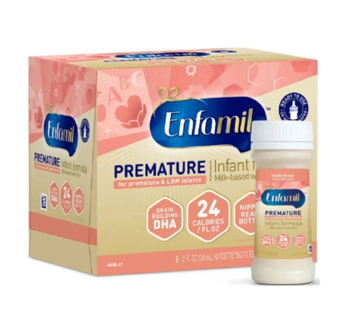 Enfamil Premature Infant Formula, Unflavored, 2 oz Nursette Bottle, Ready To Use (Case of 48)
