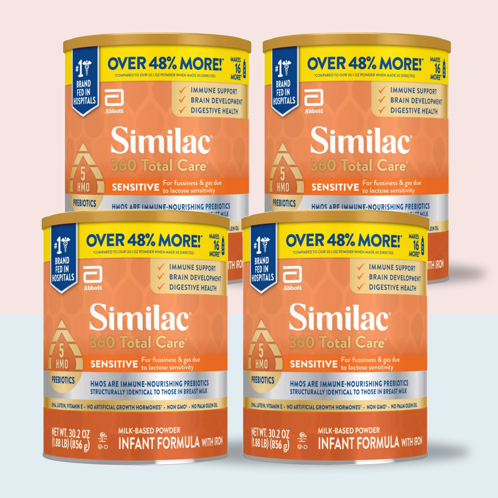 Similac 360 Total Care Sensitive Infant Formula Non-GMO Powder 30.2 oz, (Case of 4)