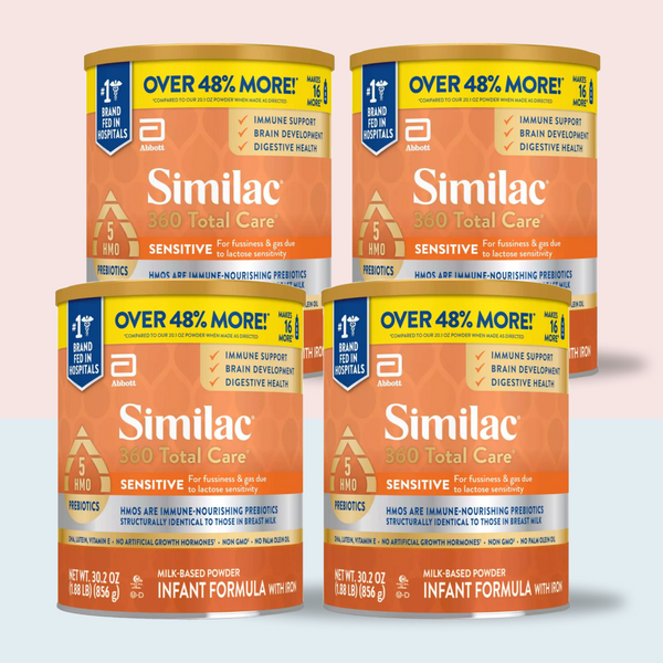Similac 360 Total Care Sensitive Infant Formula Non-GMO Powder 30.2 oz, (Case of 4)