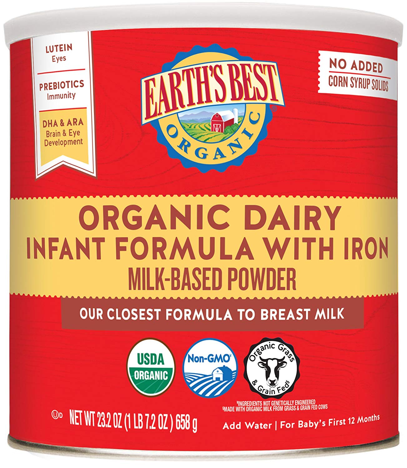 Earth's Best Organic Dairy Infant Formula Non-GMO, Case of 4 - 21 oz (Case of 4)
