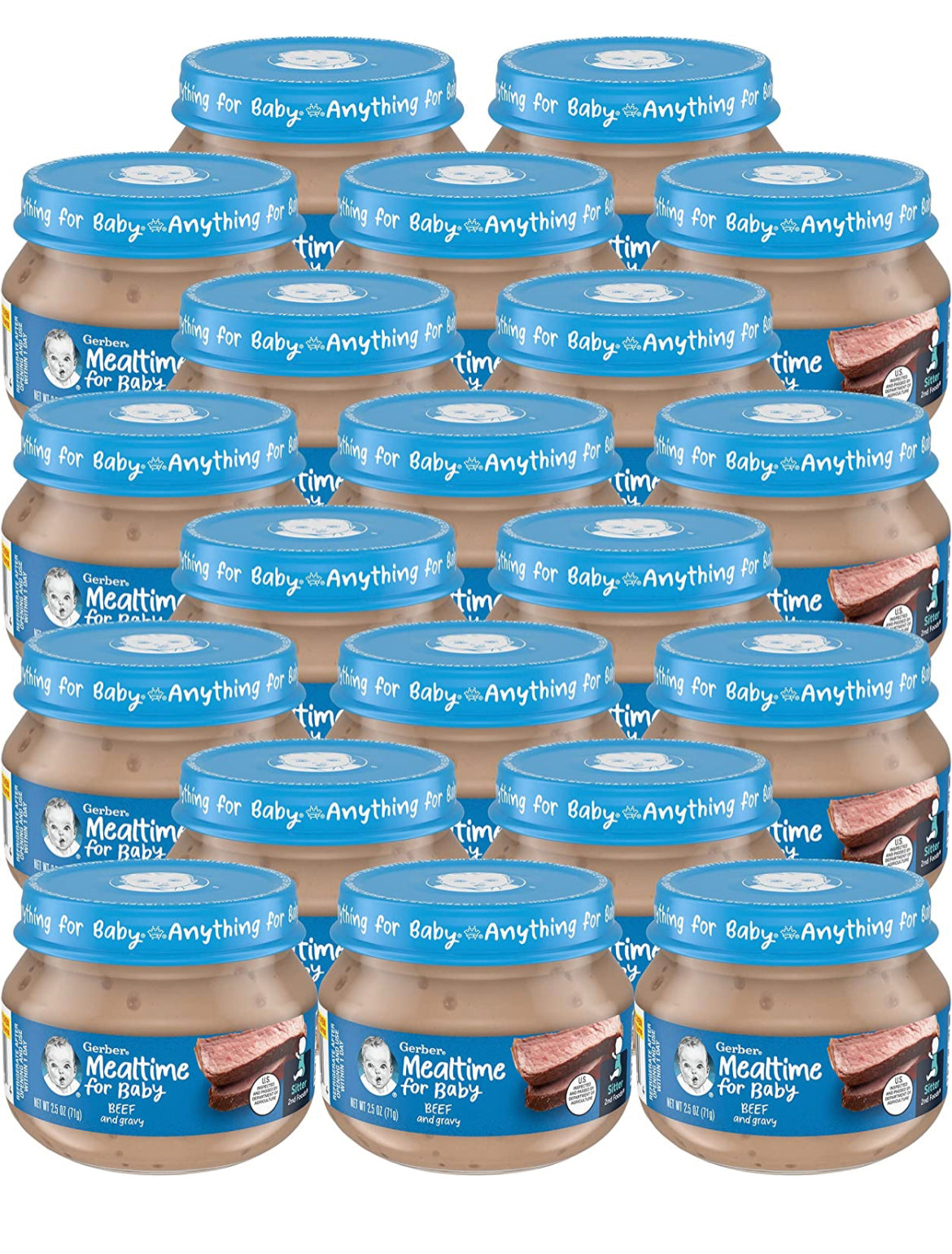 Gerber 2nd Foods Beef & Gravy, 2.5 oz glass Jar, (Pack of 20)